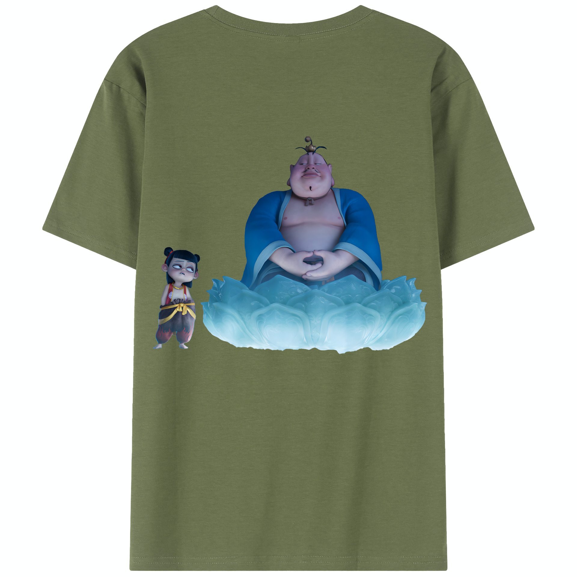 （画像用） Ne Zha 2 ナタ 魔童の大暴れ 綿100％半袖Tシャツ（背面プリント）